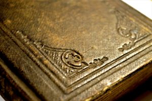 a close up of a book on a table